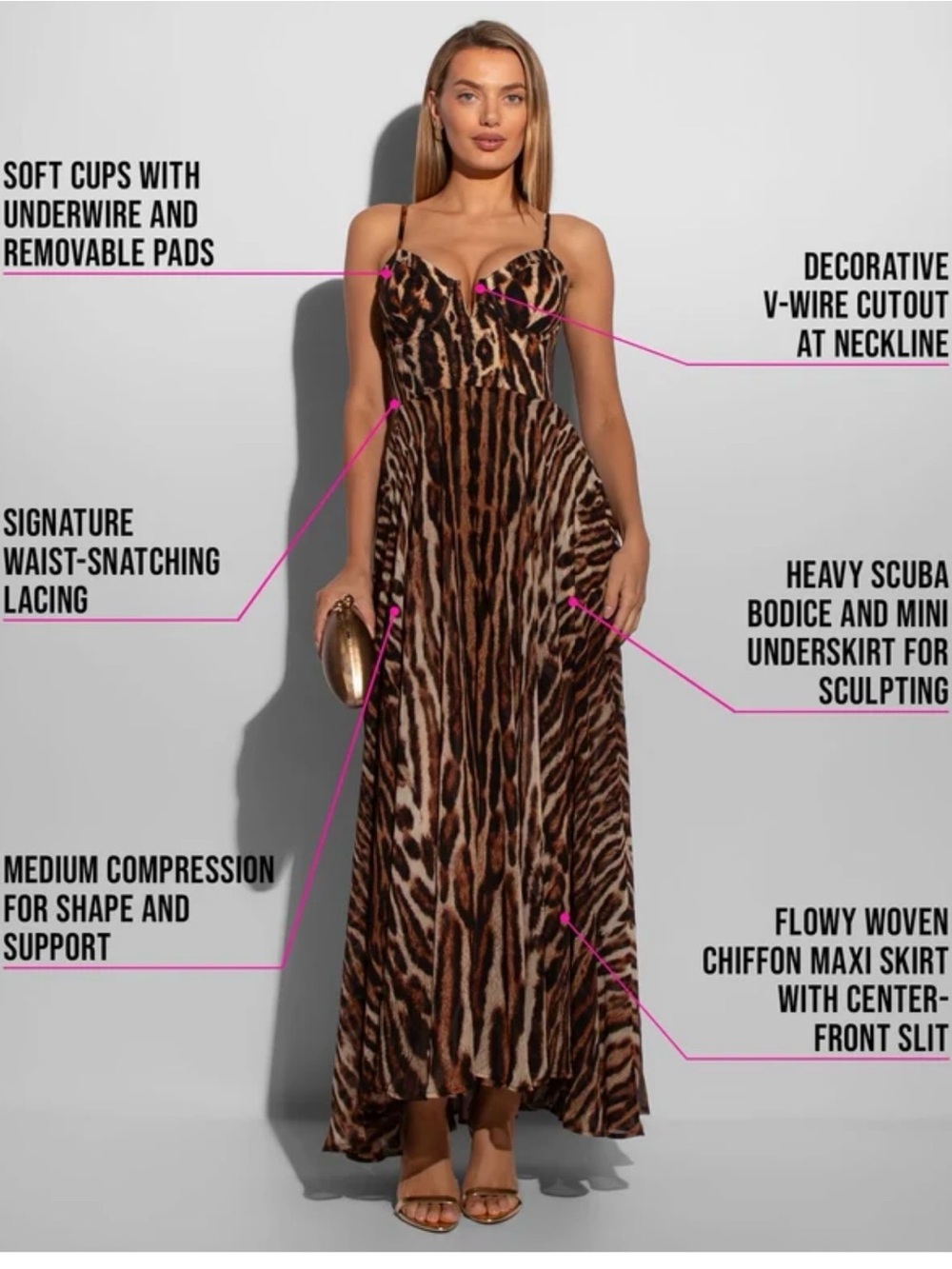 New TA3 Vixen Coset maxi Dress. Pilates Car. XS - Picture 3 of 13